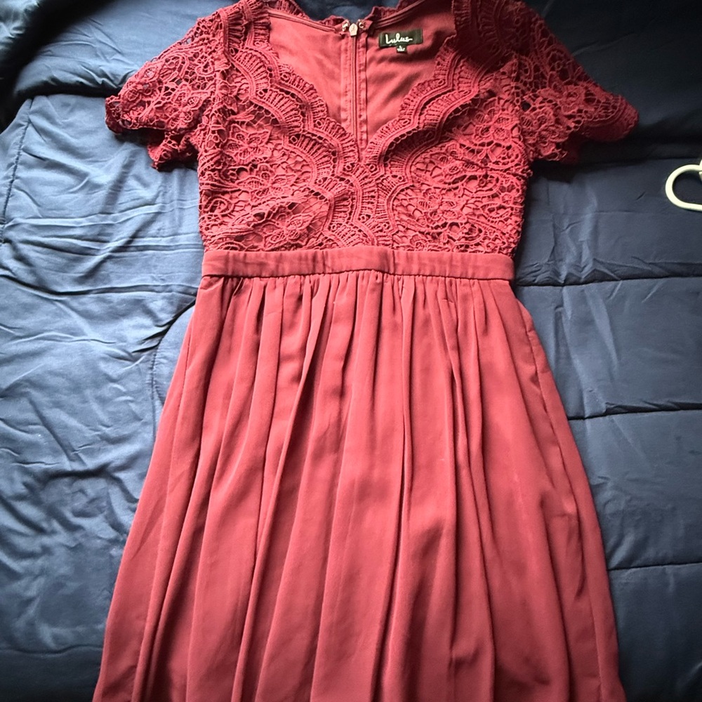 Lulu's Burgundy Lace Dress